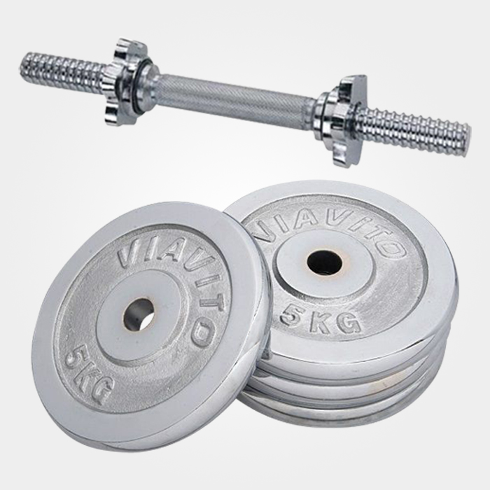 Combo Pack 20Kg Dumbbell Set With One Stick-Silver